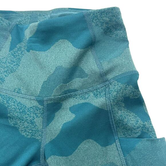 THE NORTH FACE | Women’s XS Teal Blue Camo Workout‎ Leggings Pockets Compression - Picture 1 of 13